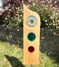 Glass & Wood Daisy Garden Art 