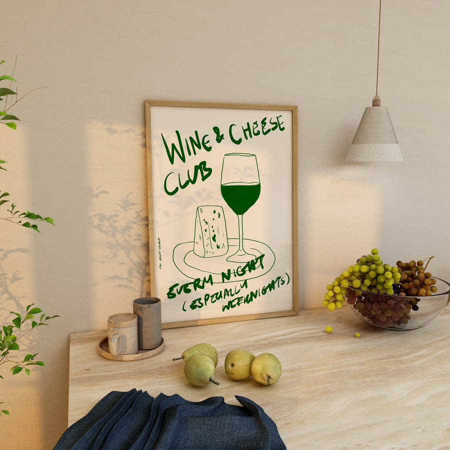 Wine and Cheese Club Print Poster