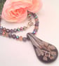 Purple Floral Patterned Glass Pendant on a Mixed Purple Crystal Necklace - Image 6