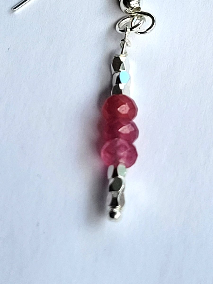 Pink Tourmaline Gemstone and Sterling Silver Earrings.