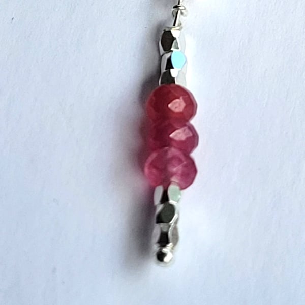 Pink Tourmaline Gemstone and Sterling Silver Earrings.