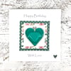 Birthday Card with Detachable Green Glass Heart 