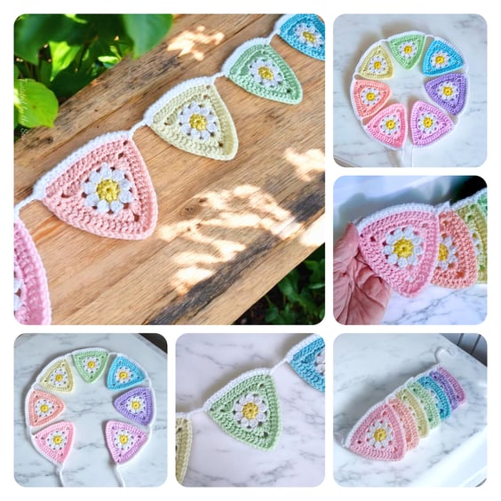 Crochet Rainbow Bunting – 7 Flag Garland