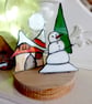 Stained Glass Art Christmas Snow Scene Suncatcher Tealight Holder  Home Decor - Image 3