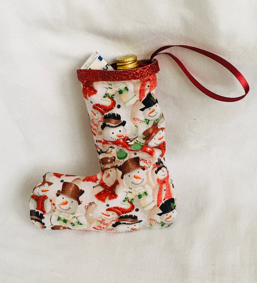 Small Tree Decoration Stocking, Snowmen Stocking, Gift Ideas,