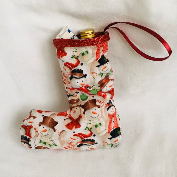 Small Tree Decoration Stocking, Snowmen Stocking, Gift Ideas,