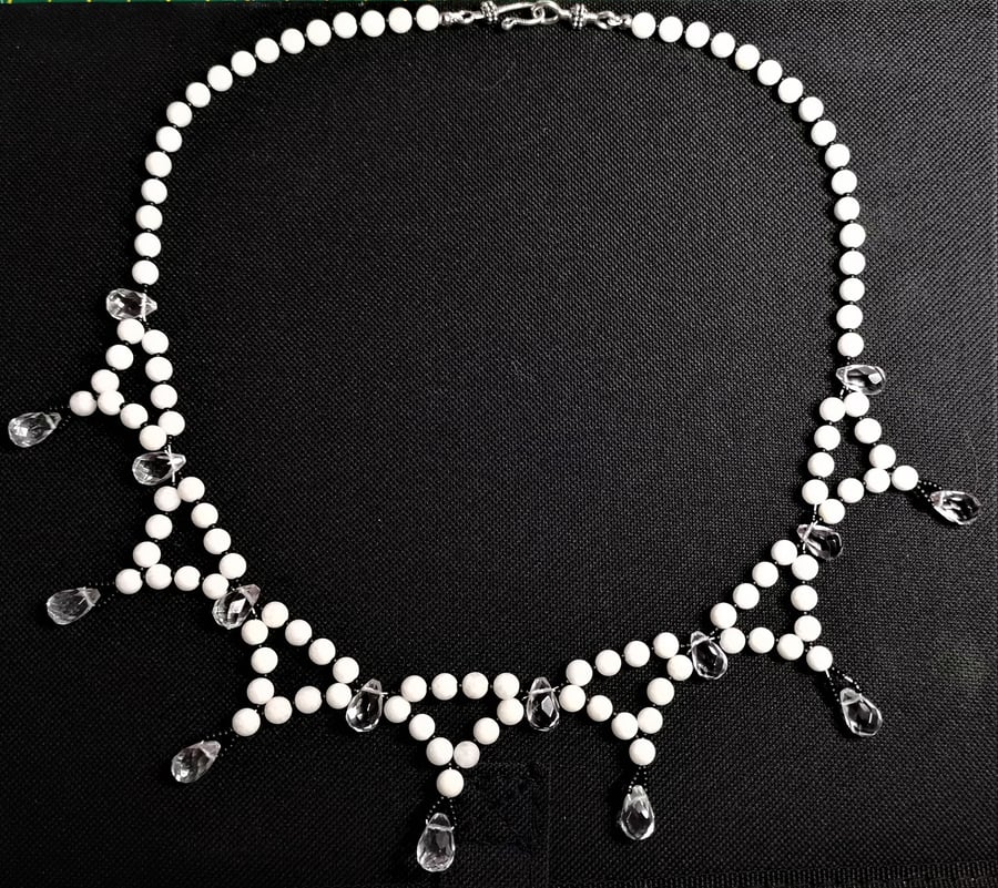 Clear quartz and white quartz necklace 