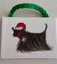 Black Dog Wearing a Santa Hat Christmas Decoration 