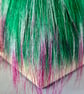 Vibrant, hand-turned wooden Gonk. EXTRA FLUFFY beard in green with hot pink tips - Image 2