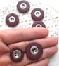 Burgundy and silver 4-hole flat buttons, vintage buttons - Image 2