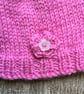 Hand Knitted Baby Pompom Bobble Hat and Mittens Gift Set in Pink - Image 4