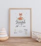 Personalised Fox Cub Birth Details Print Woodland Nursery Keepsake Newborn Gift - Image 2