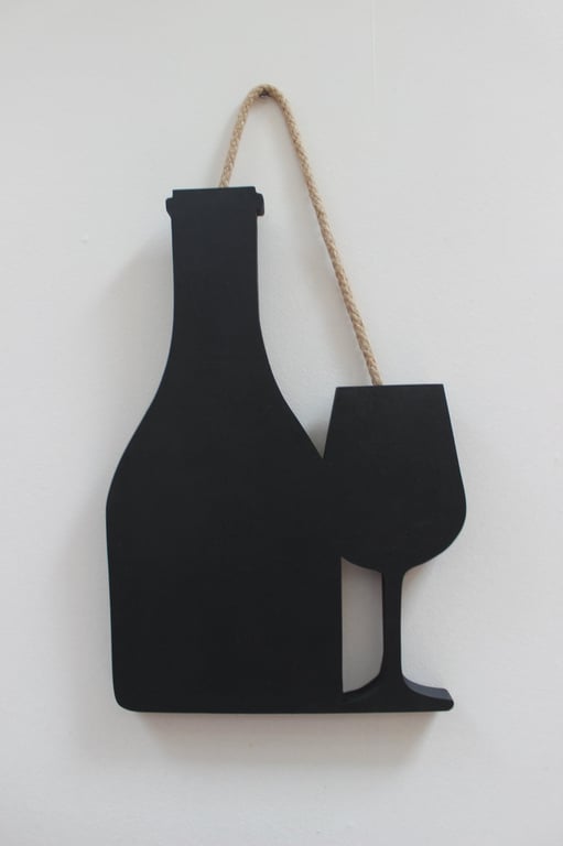 Bottle & Glass - Matt Black Chalk Board