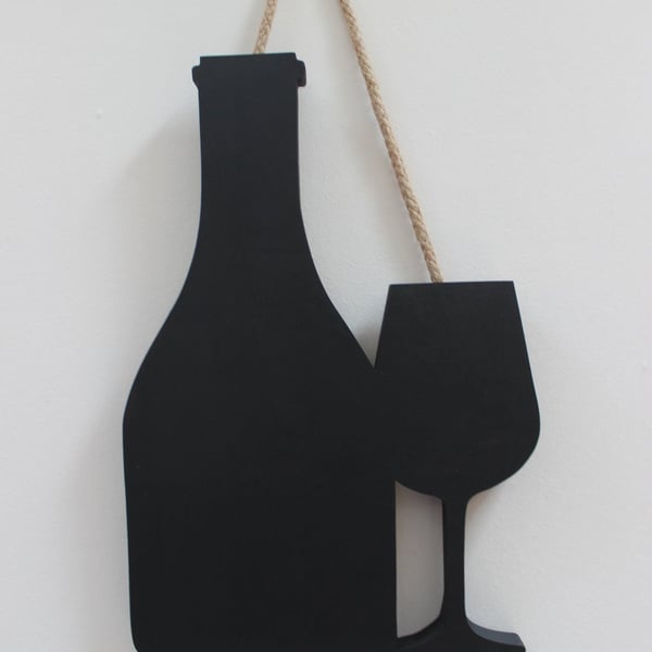 Bottle & Glass - Matt Black Chalk Board