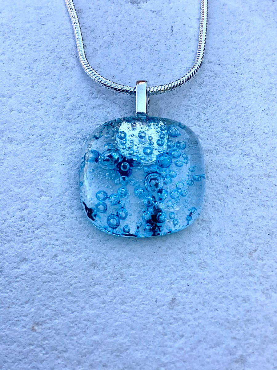 Square Bubble glass Necklace Folksy