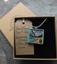 Handmade Ceramic Coastal scene pendant in turquoise - Image 7