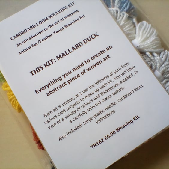 Mallard Duck Cardboard Loom Beginners Weaving Kit Abstract Art