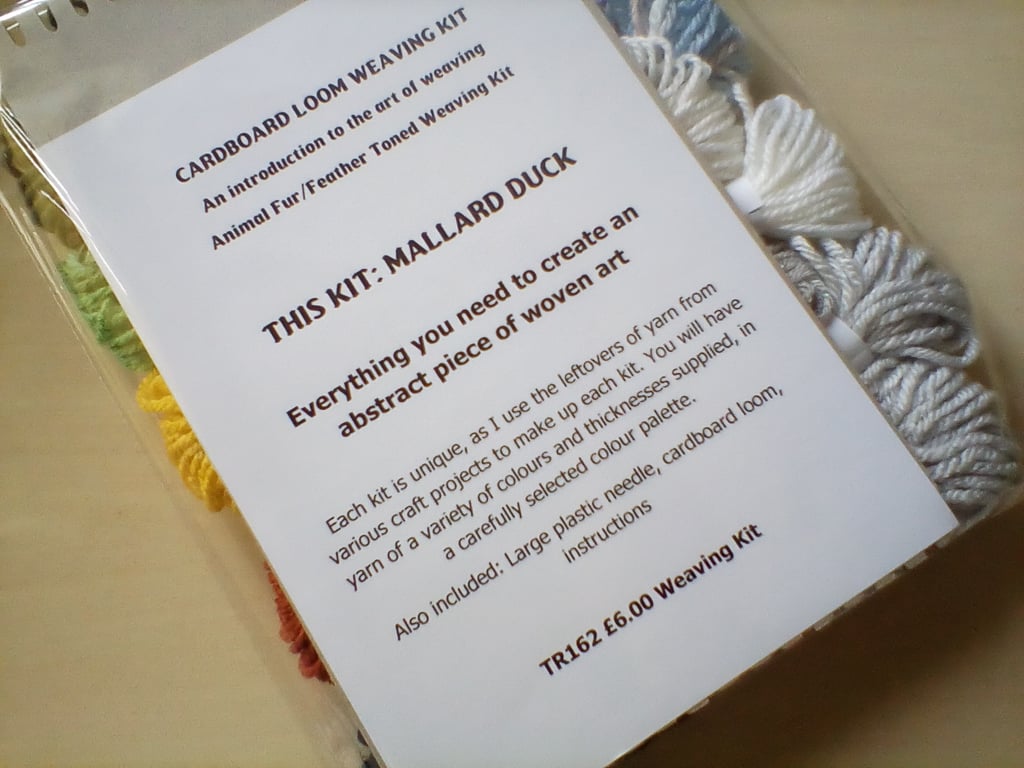 Mallard Duck Cardboard Loom Beginners Weaving Kit Abstract Art