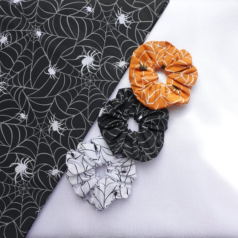 Halloween Goth Scrunchie, Spider Scrunchie, Web Scrunchie, Cobweb Scrunchie