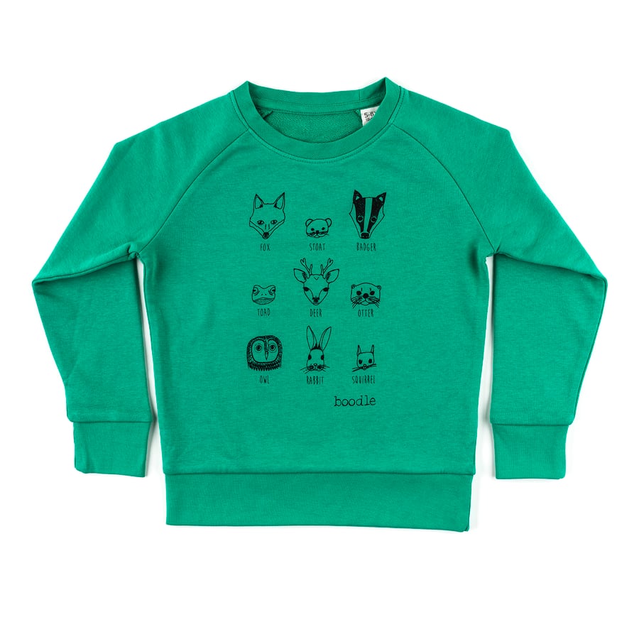 Organic Animal faces kids sweater