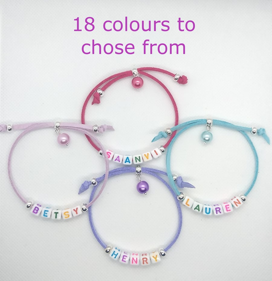 Personalised name friendship bracelets for children, perfect for party favours