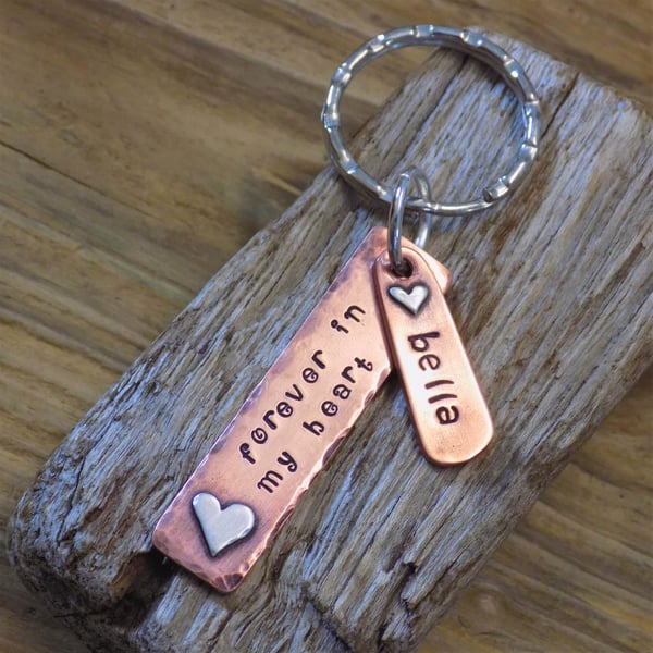 Pet memorial cat, dog keyring - personalise with add on charm - Made to order