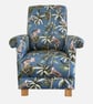Monkeys Jungle Armchair Adult Chair Fryetts Teal Fabric Safari Animal Botanical  - Image 1