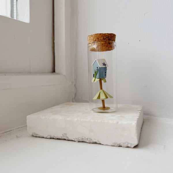 Handmade Paper House - Tiny House on a Pine Tree