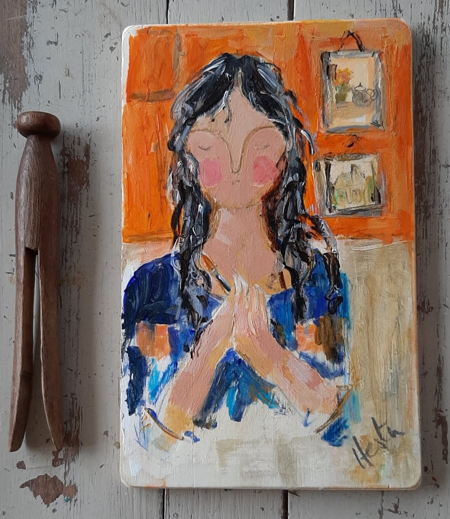 'Sandi the artist ' small portrait painting 