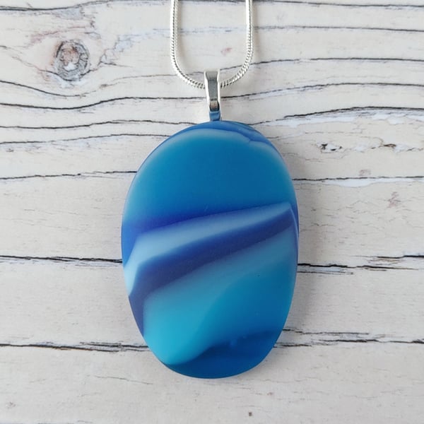 Turquoise blue pebble style pendant