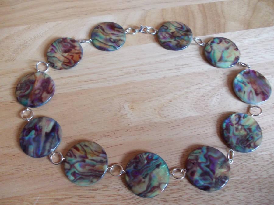 Printed shell coin necklace