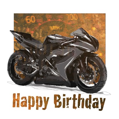 Custom Sports Bike Birthday Card