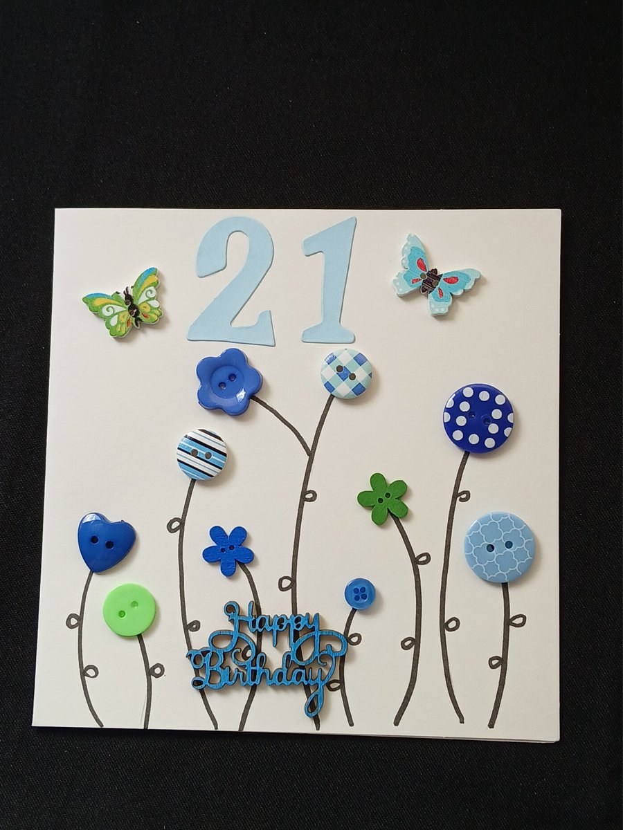 Handmade 21st birthday card 
