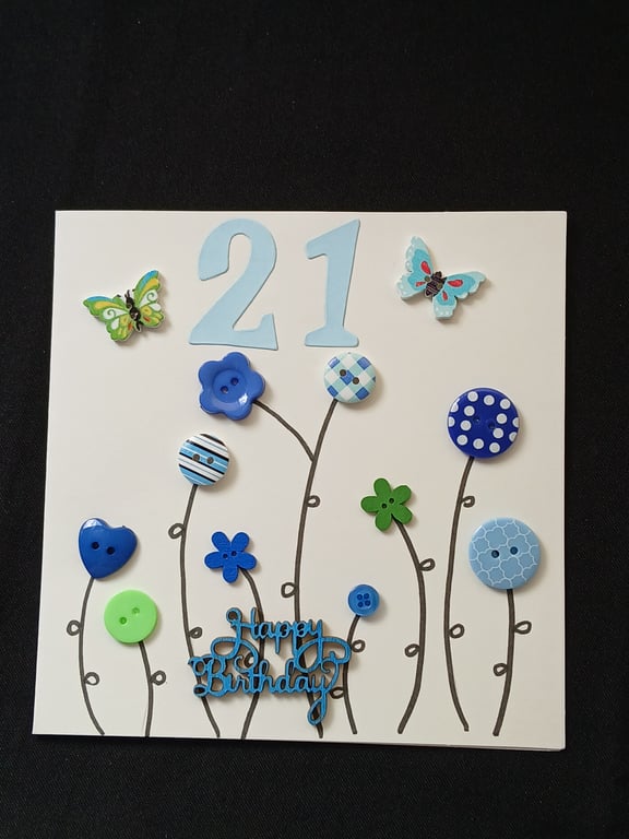 Handmade 21st birthday card 