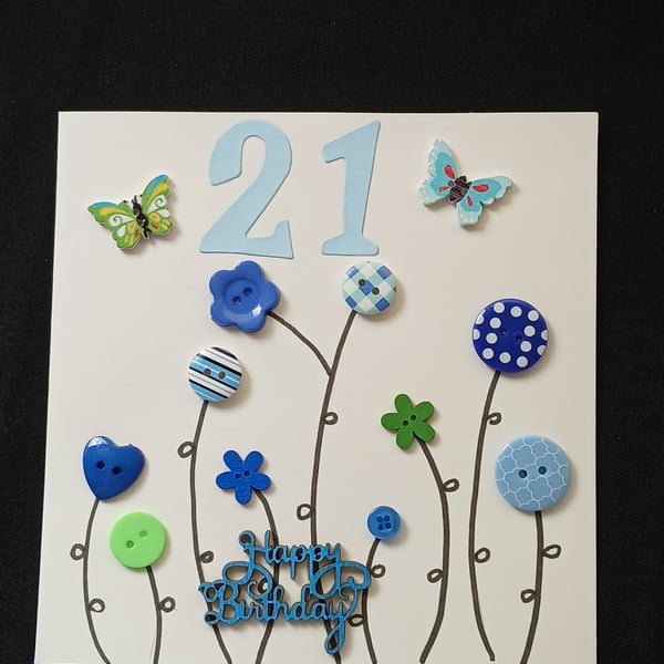 Handmade 21st birthday card 