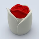 Small Red rose jewellery box, rose flower trinket pot