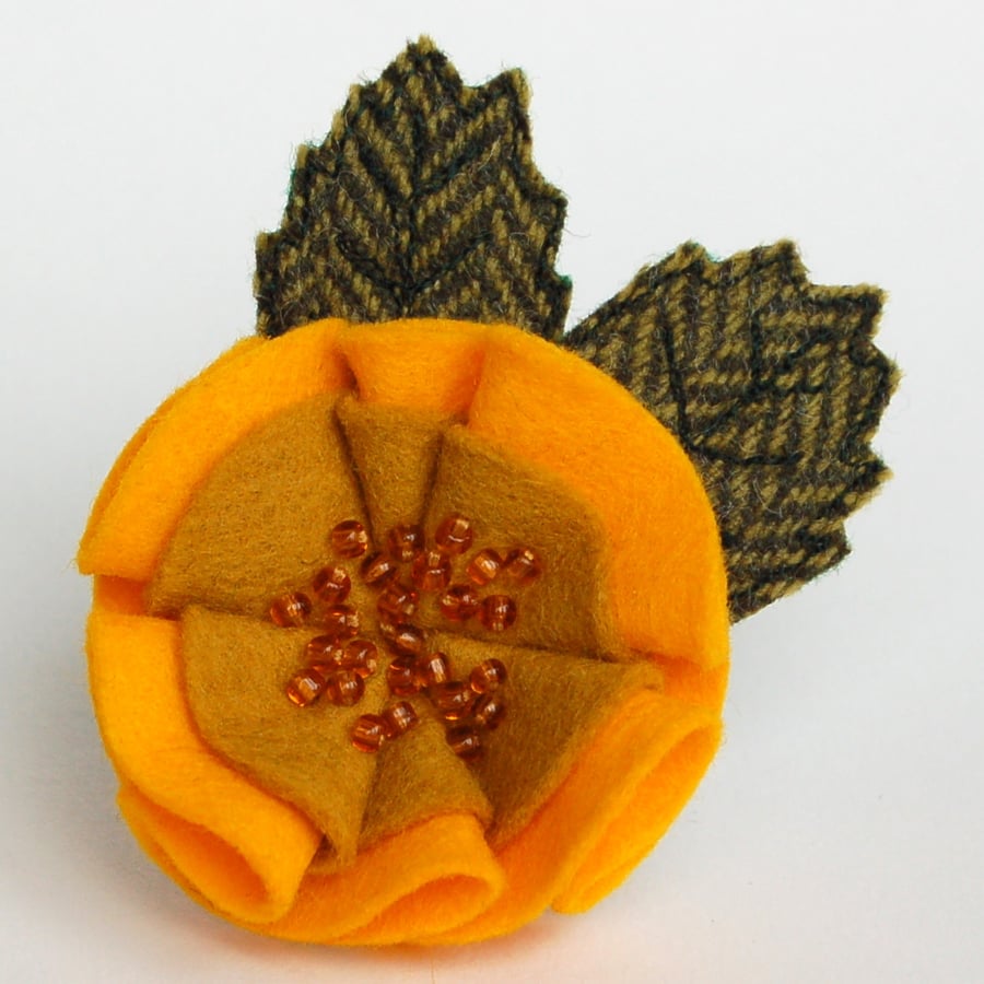 Double Yellow Rose Brooch