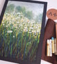 A Patch of Oxeye Daisies original oil pastel painting, floral landscape wall art - Image 2
