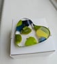 Fused Glass Pocket Heart - blue green