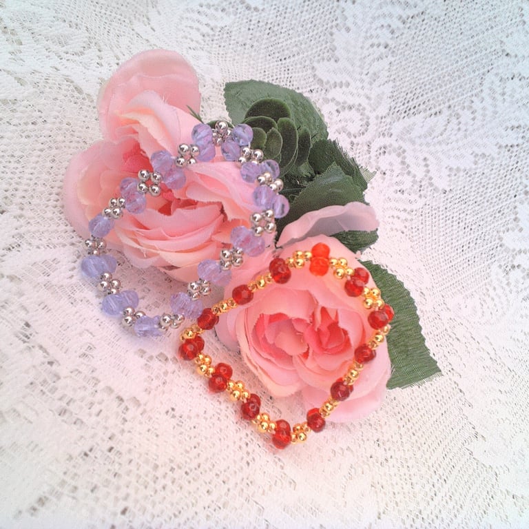 Crystal and Metal Spacer Bead Stretch Bracelets, Gift for Her, Stretch Bracelet