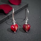 Sterling Silver Lampwork Glass Fire Hearts - Gift Boxed