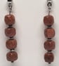 Brown Sandstone Sparkle Drop Earrings – Stainless Steel Studs Handmade
