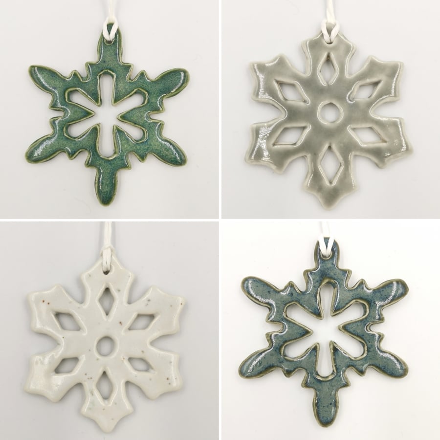 Ceramic Snowflake Tree Decorations