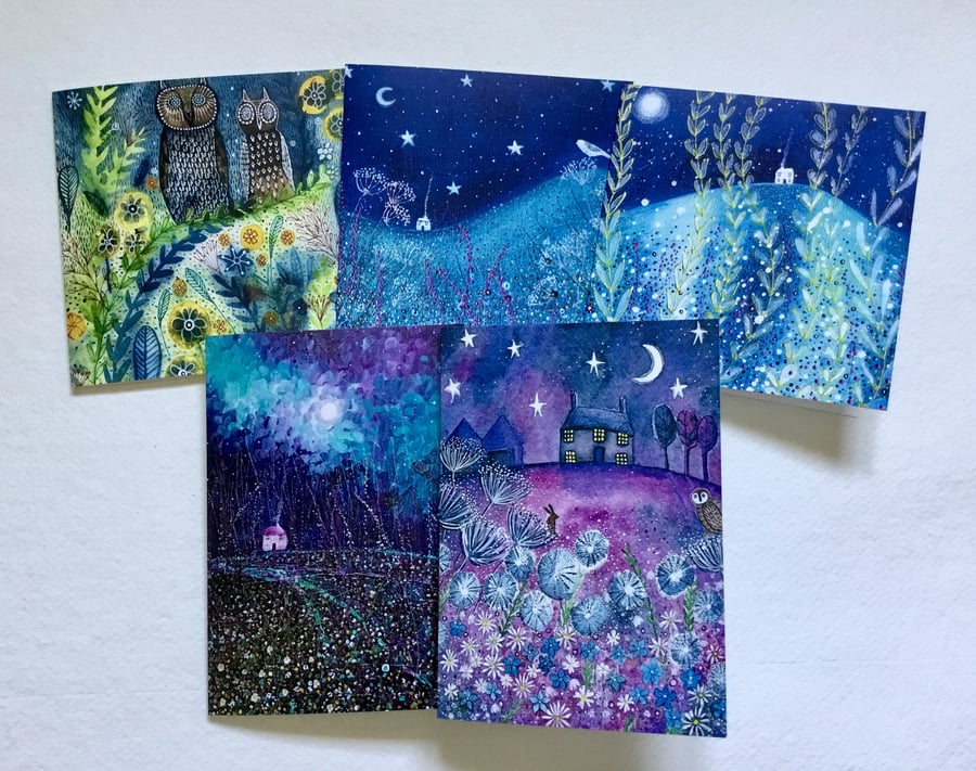 Starry Night Skies, blank greetings card pack