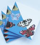 Set of 4 Light Blue British Butterfly Ceramic Tile Coasters with Cork Backing - Image 1