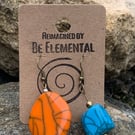 Mismatched, Impactful orange and turquoise earrings