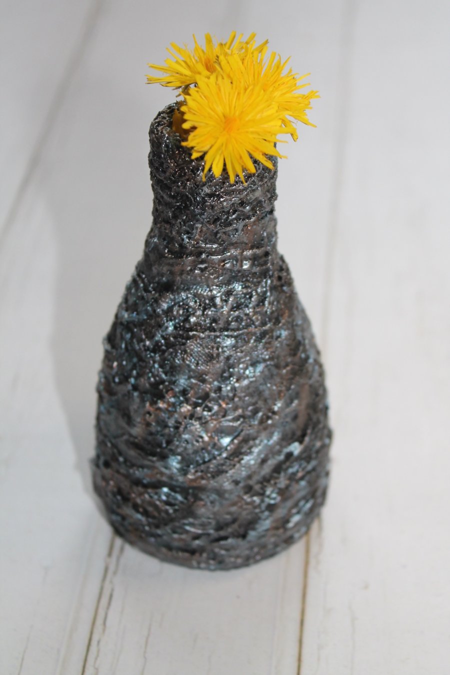 Altered Art Bottle, Upcycled Mixed Media