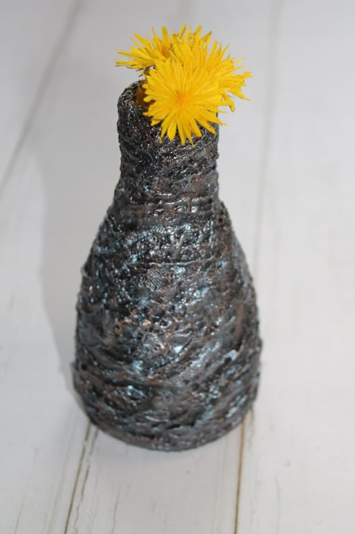 Altered Art Bottle, Upcycled Mixed Media