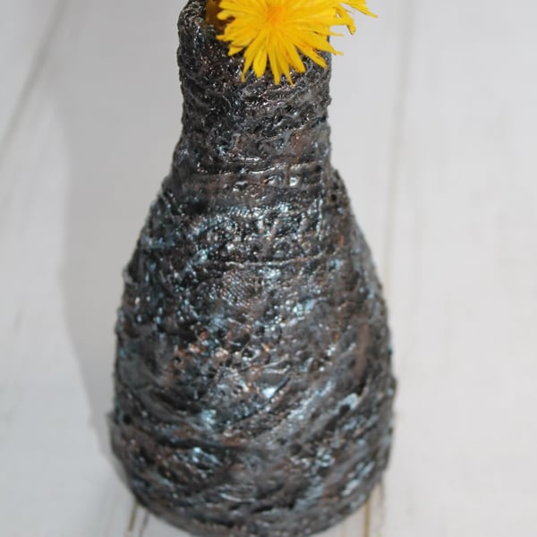 Altered Art Bottle, Upcycled Mixed Media