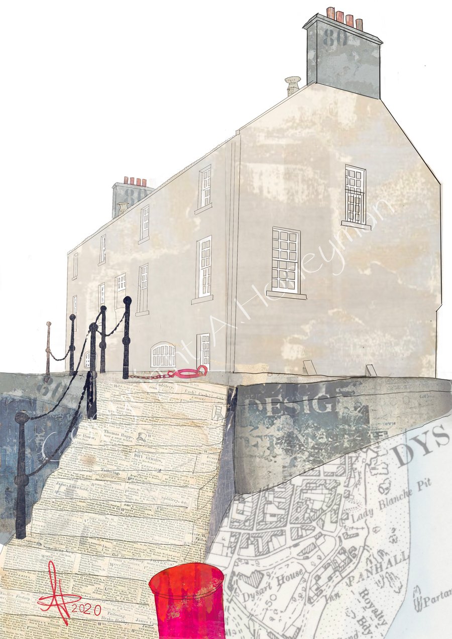 Harbourmaster’s House, Dysart Mixed Media Art Print 